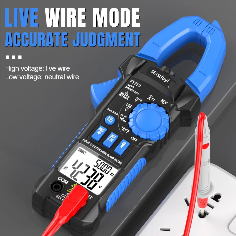 MASTFUYI 6000Counts Clamp Meter AC/DC Voltmeter Current Digital Multimeter 600A Amperimetric Clamp NCV Ohm Hz Electrician Tools