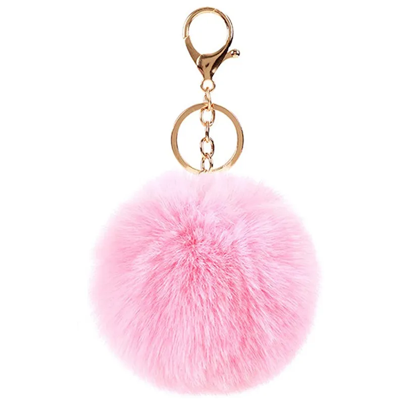 Cute Black Pompoms Ball Keychain Women Faux Rabbit Fur Car Key Chains Fluffy DIY Backpack Pendant Charms Gift Jewelry Accessorie