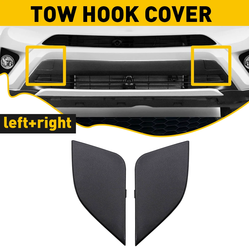 2Pcs Tow Hook Cover Cap For Toyota RAV4 2016 2017 2018 Front Left & Right Bumper Replacement 532850R080 532860R080 Black