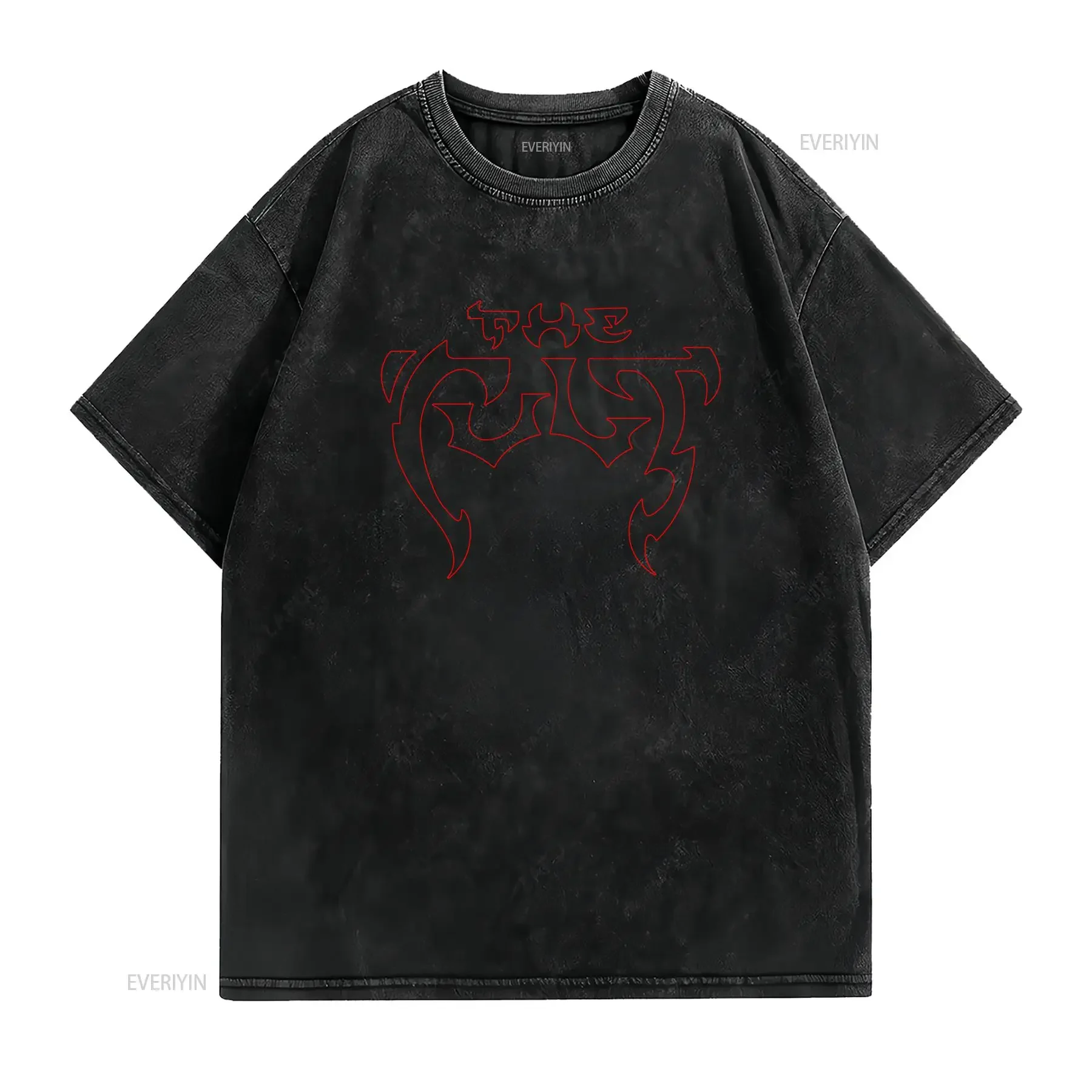 Gothic Rock Band The Cult Red Line Print Casual Streetwear T Shirt vintage Washed Versatile Comfortable graphic streetwear