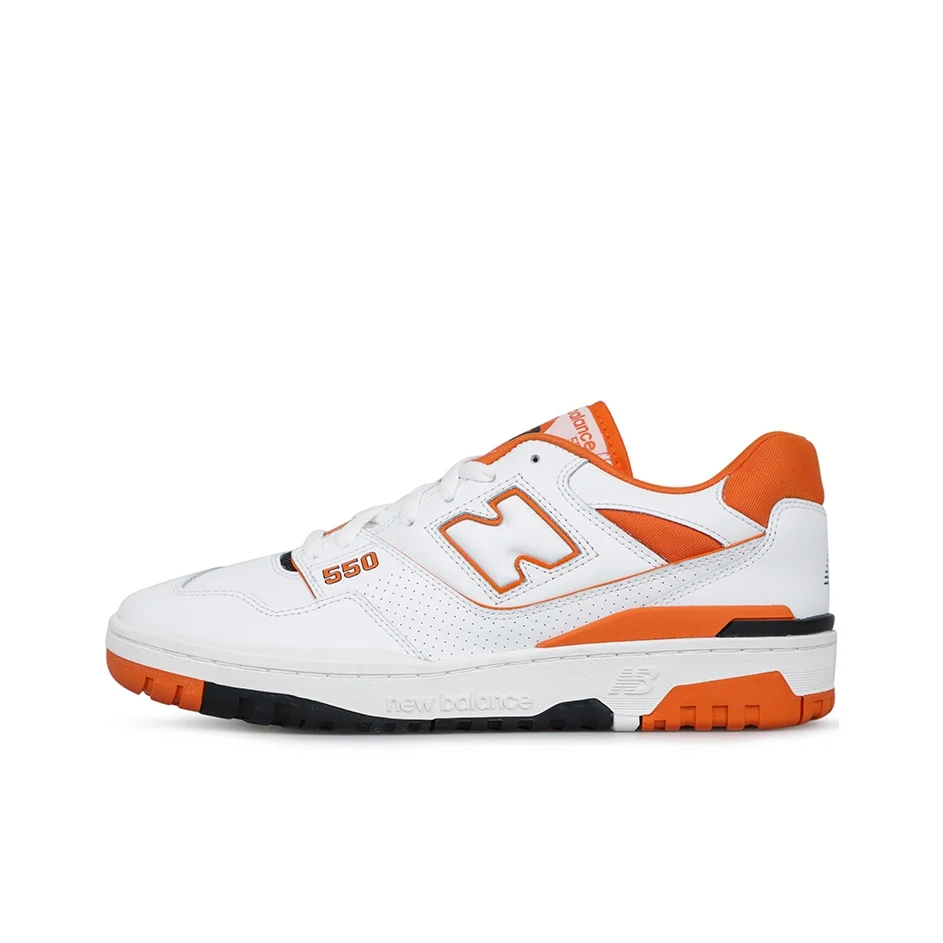 Zapatillas de baloncesto New Balance NB 550 Vintage unisex de caña baja blanco/naranja BB550HG1