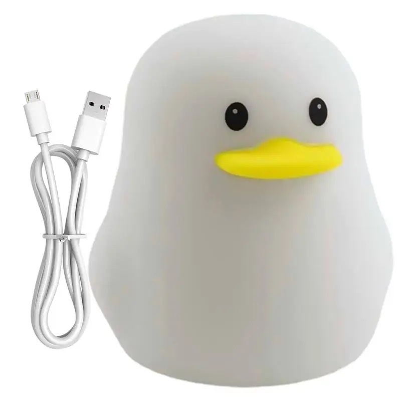 

Duck Night Light Cute Duck Cartoon Animals Silicone Lamp Rechargeable 7 Color Changing Nursery Light With Touch Sensor Lamp