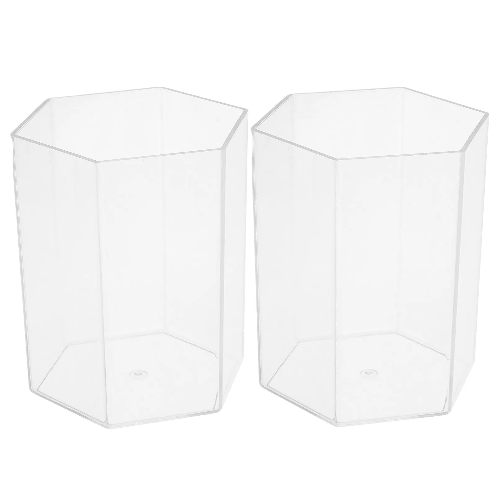 

2Pcs Hexagonal Acrylic Pen Holder Transparent Desktop Organizer for Office School Stationery Storage Multifunctional Cup