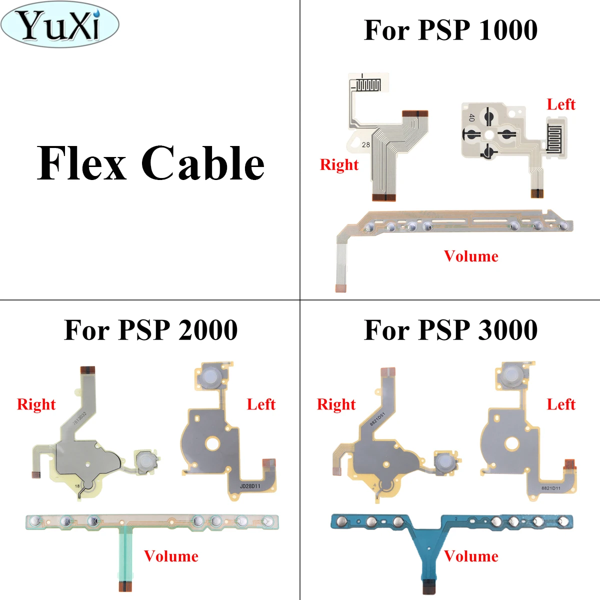 

YuXi For PSP 3000 2000 1000 Direction Cross Button Left Key Volume Right Keypad Ribbon Wire For PSP2000 PSP3000 Flex Cable