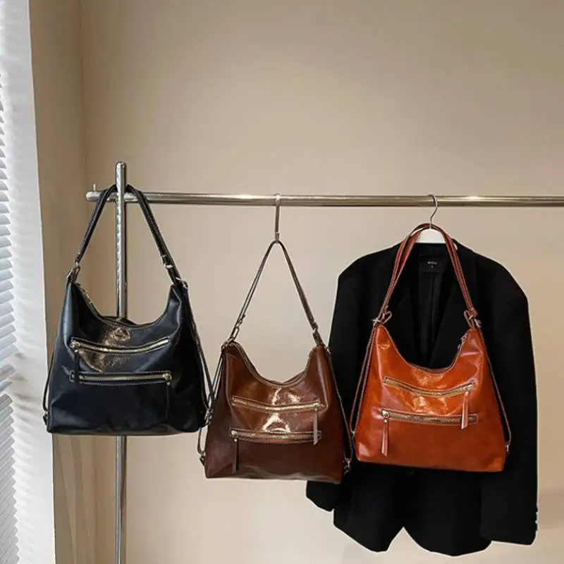 

Women Handbag Travel Vintage Tote Bag PU Messenger Shoulder Bags Outdoor Hiking Shopping Rucksack Multi-pocket Ladies Backpack