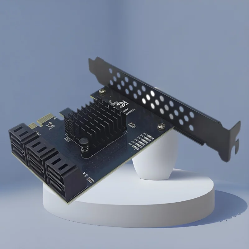 

PCIE X4 to 6Port SATA Card 6 Ports SATA 3.0 Controller 6Gbps Port Multiplier Riser Card RTL9100 Chip Add On Cards for Desktop PC