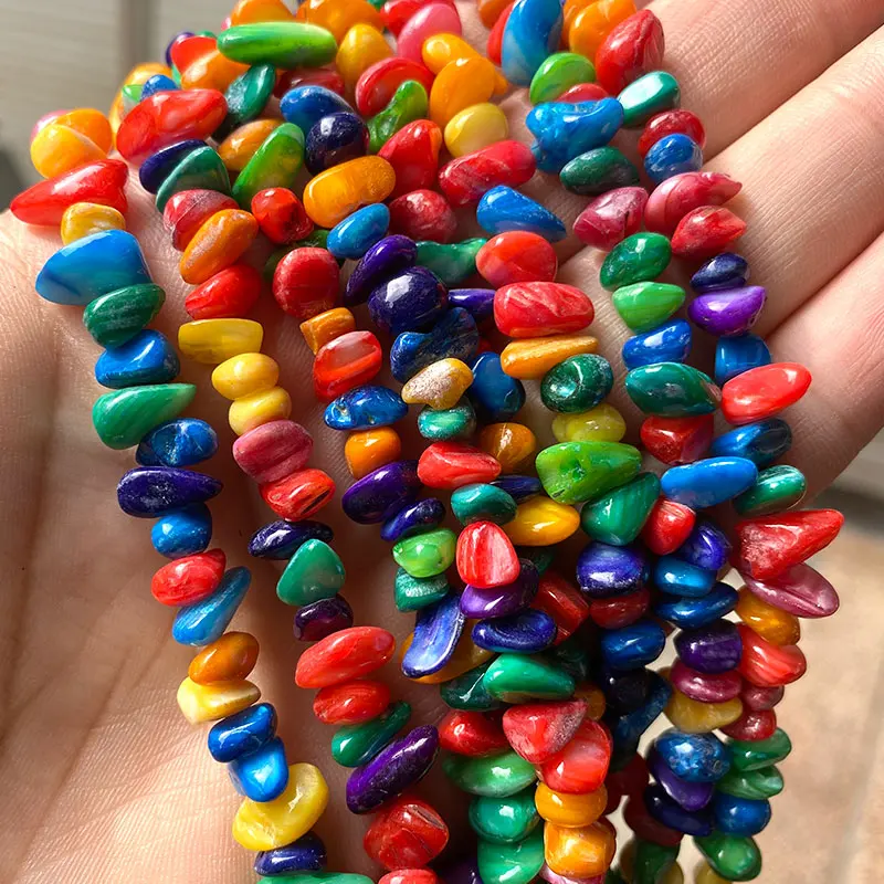 الجملة غير النظامية الطبيعية شل الخرز مختلف اللون الوردي الأزرق بليك الأبيض لصنع المجوهرات سوار ذاتي الصنع 5-8 مللي متر 38-40 سنتيمتر/ستراند