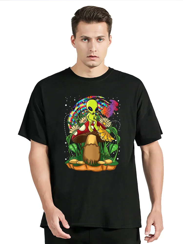 Funny Magic Mushroom Alien Trippy Shroom LSD Weed Acid Trip T Shirt Women T-Shirt Graphic Men's Clothing Oversized Tshirt Tops