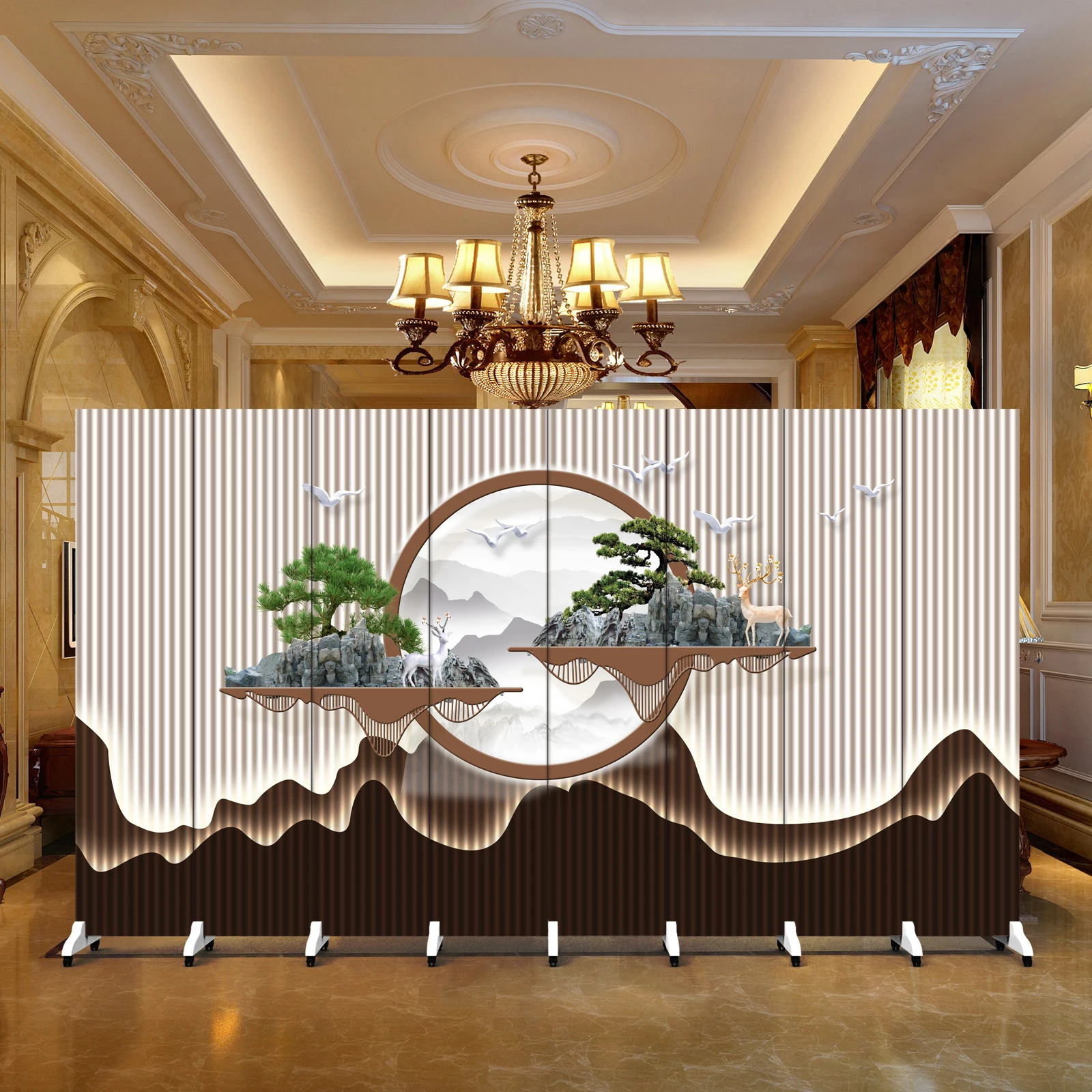 New Chinese-style living room screen partition door block home bedroom office hotel folding mobile double-sided folding screen