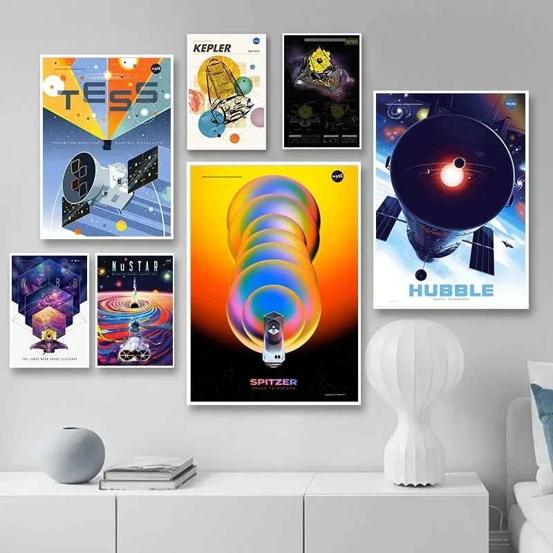 Canvas Painting Wall Art Pictures Astronomical Telescope Posters Webb Kepler Spitzer Universe Prints Planetarium Room Home De
