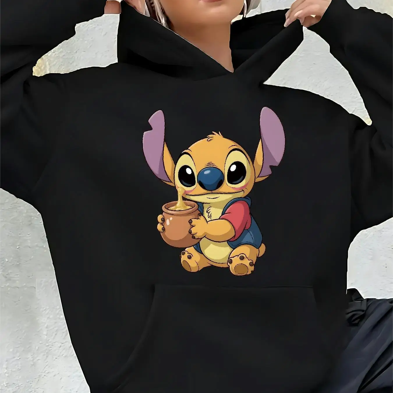 

Женские толстовки с капюшоном Disney Stitch, модная уличная одежда большого размера, толстовки унисекс, осенне-зимние флисовые повседневные универсальные