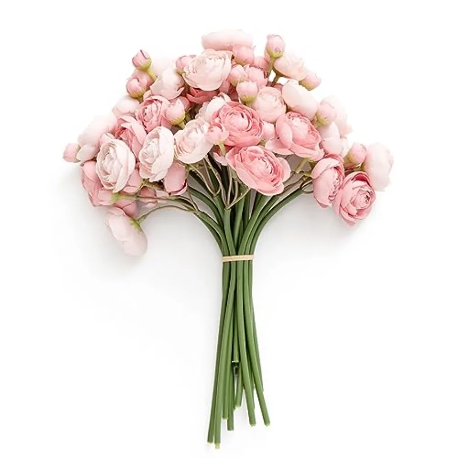 

Ranunculus Artificial Flower, Faux Silk Mini Ranunculus Flowers for DIY Bouquet, Bulk Fake Wedding Filler Flowers for Centerpie