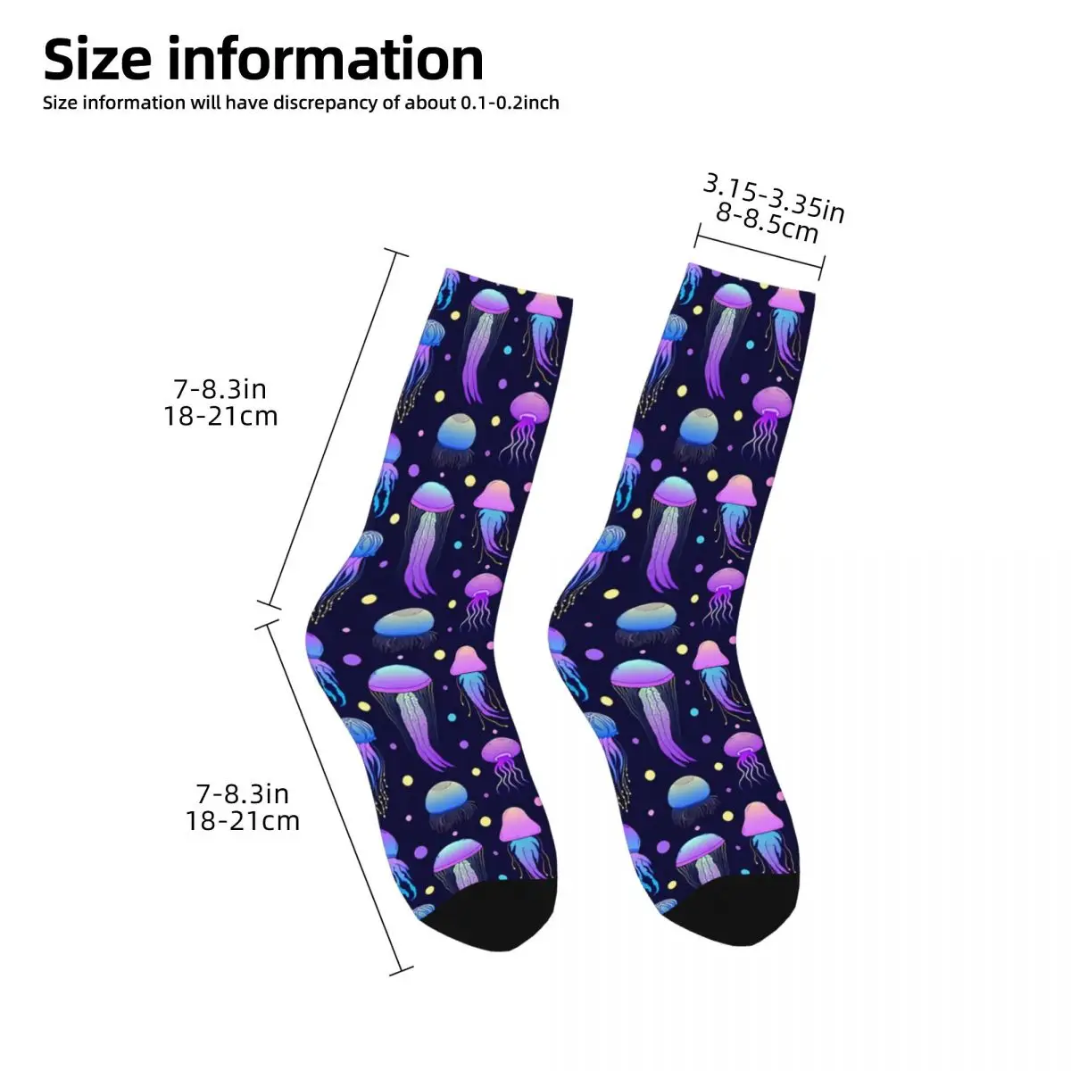 Men's Socks Colorful Sea Animals Ocean Jellyfish Fishes Vintage Neon Pattern Hip Hop Novelty Crew Sock Gift Pattern Printed