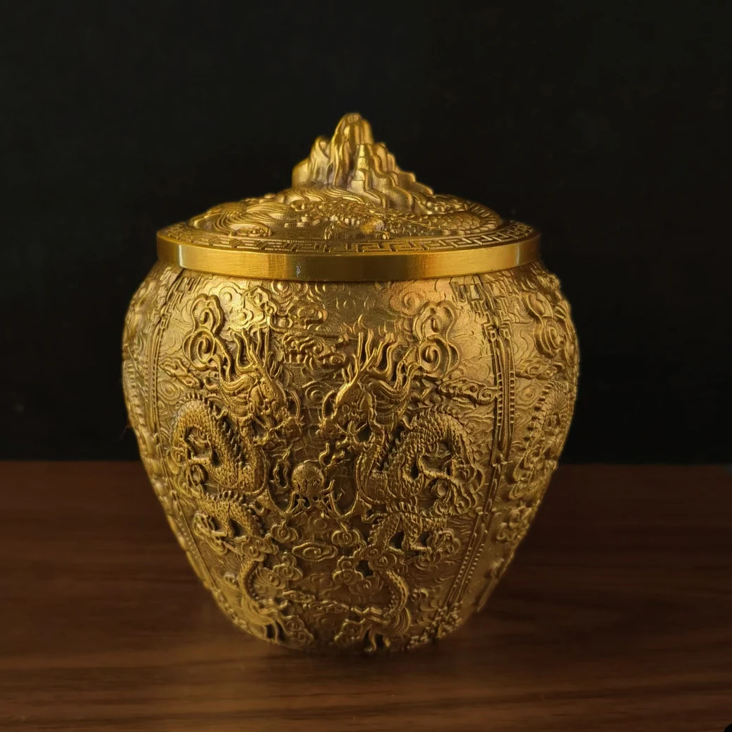 Dragon and Phoenix Tea Can Suger Coffee Box Organizer Household Moisture-Proof Sealed Jar Pu'er Tea Caddy Tea Ceremony Utensils