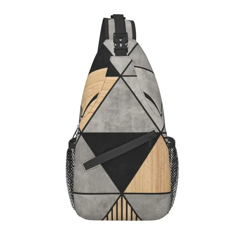 

Triangles Geometric Abstract Pattern Crossbody Sling Backpack Men Custom Geometry Shoulder Chest Bag for Travel Hiking Daypack