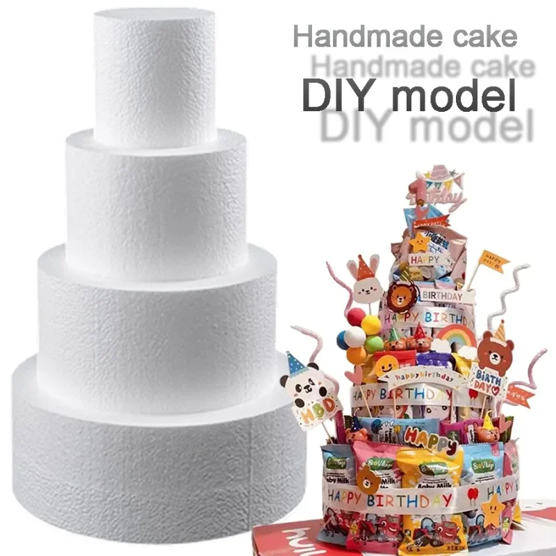 1 Pc Round Foam Cake Model Practice Baking Mold 4/6/8/10 Inch White Prosthesis Cake Embryo Mold