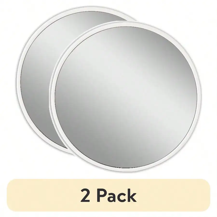 2 pack 18x 18 White Modern Wall Mirror for Living Room Bathroom Bedroom Contemporary Design Minimalist Style Light Reflective