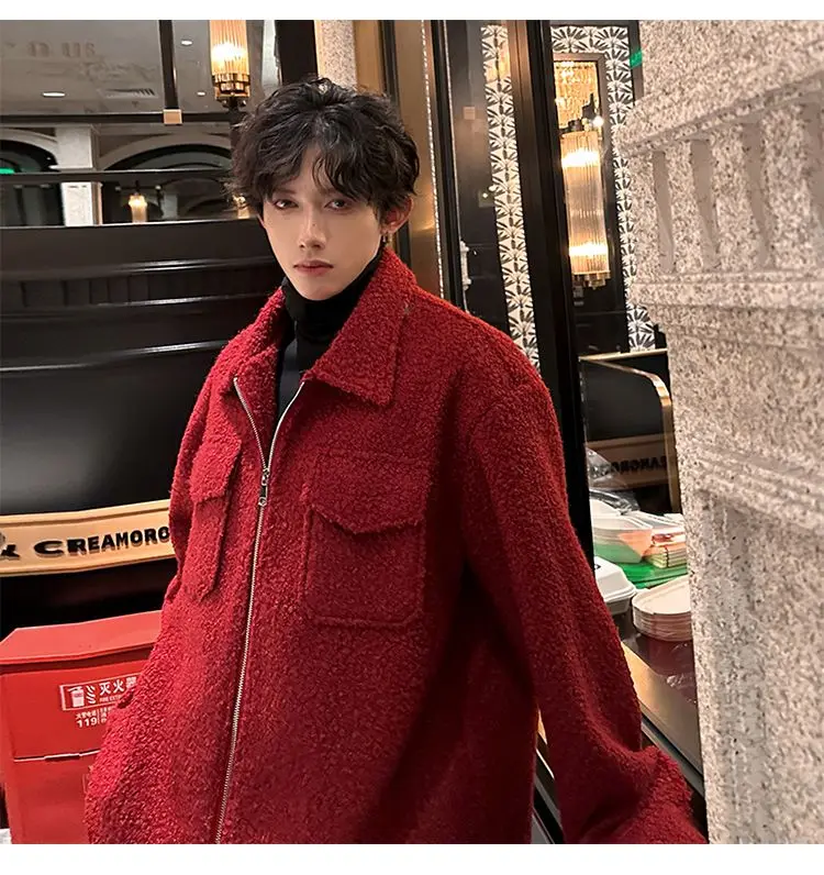 

Wool Blend Jacket Man Elegant Mens Canvas Element Recreation College Simple Cargo Style Military Classic Basic Notched Pure Warm