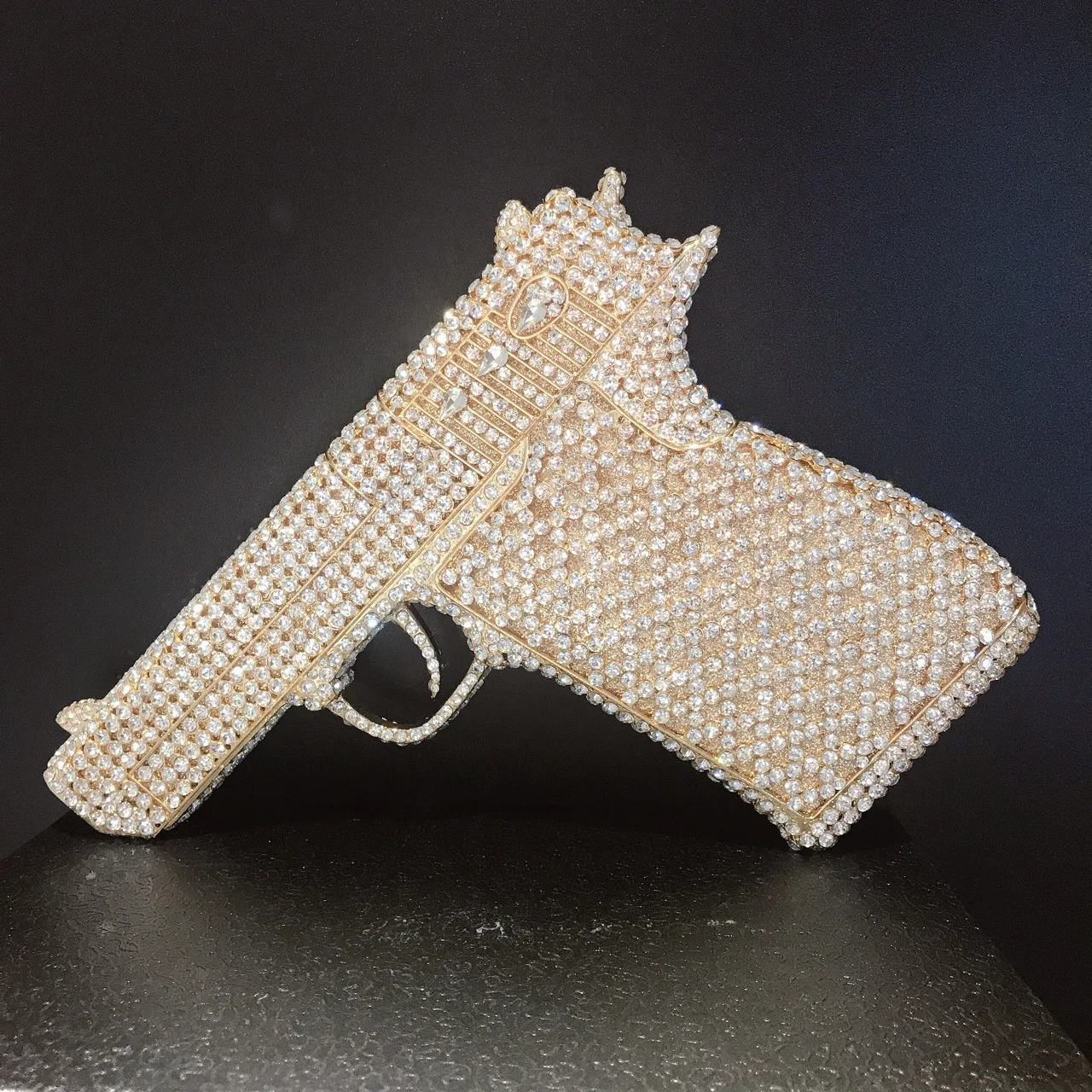 مرصع بالألماس عشاء مسدس على شكل الماس حقيبة صغيرة مأدبة شخصية مليئة بالماس حقيبة نسائية حقائب فاخرة المصممين #2
