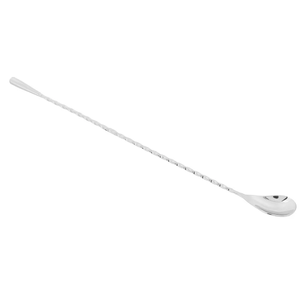 Rustless Steel Stirring Spoon Polished Water Drop Spoon Head Mixing Spoon Multi Color Threaded Handle Beverage Mixing Scoop