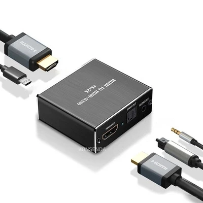 Extrator de áudio hdmi hdmi para hdmi e óptico toslink spdif + conversor extrator de áudio estéreo de 3.5mm adaptador divisor de áudio hdmi
