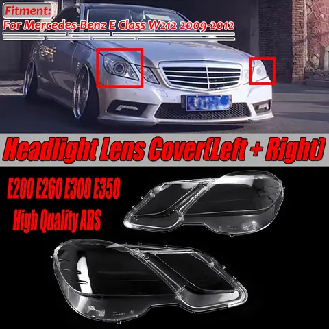 메르세데스-벤츠 E 클래스 W212 2009-2012 E300 E350 E500 E63 헤드 라이트 렌즈 커버 헤드 라이트 그늘 쉘 커버 쌍