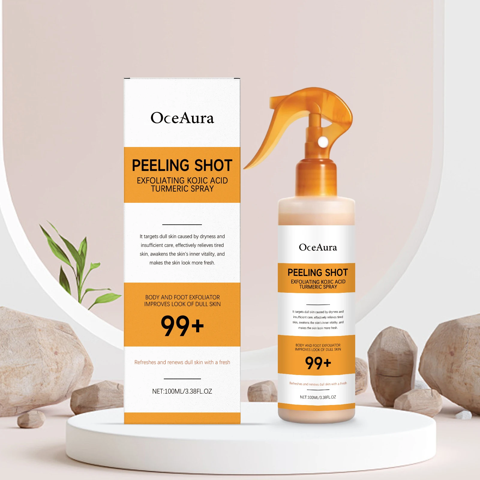 Kojic Acid Turmeric Exfoliating Spray Gentle Peeling Mist Hydrating Non Sticky Improve Dull Skin For Body Hand Foot Skin Care
