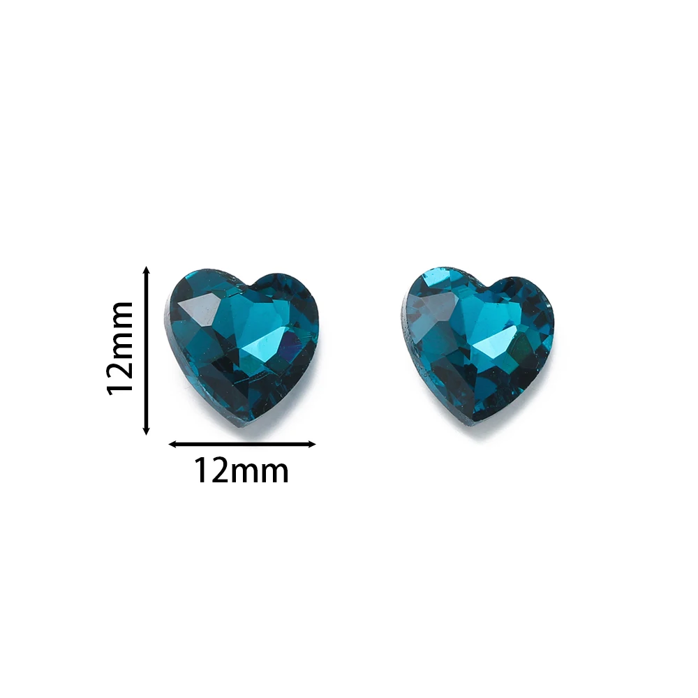 10pcs/Lot Colorful Heart Faceted Glass Rhinestones Charms for DIY Bracelet Necklace Findings Jewelry Accessories Supplies