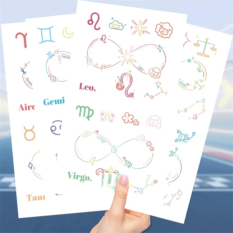 10Sheets INS Mobius Strip Small Tattoo Stickers Aesthetic Children's Washable Decoration Scrapbooking Stationery School Supplies