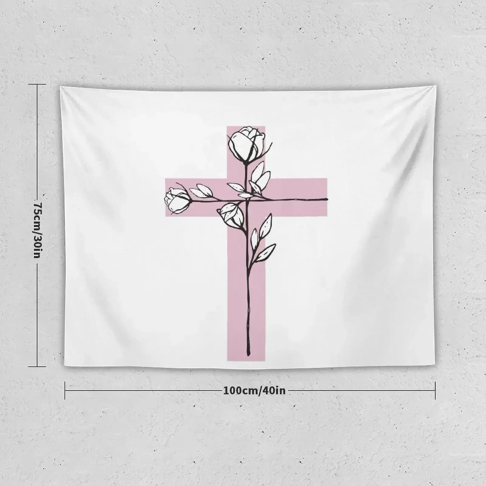 Pink Christian Cross Floral Tapestry Room Decoration Aesthetic Bedroom Decoration Home Decorating Tapestry