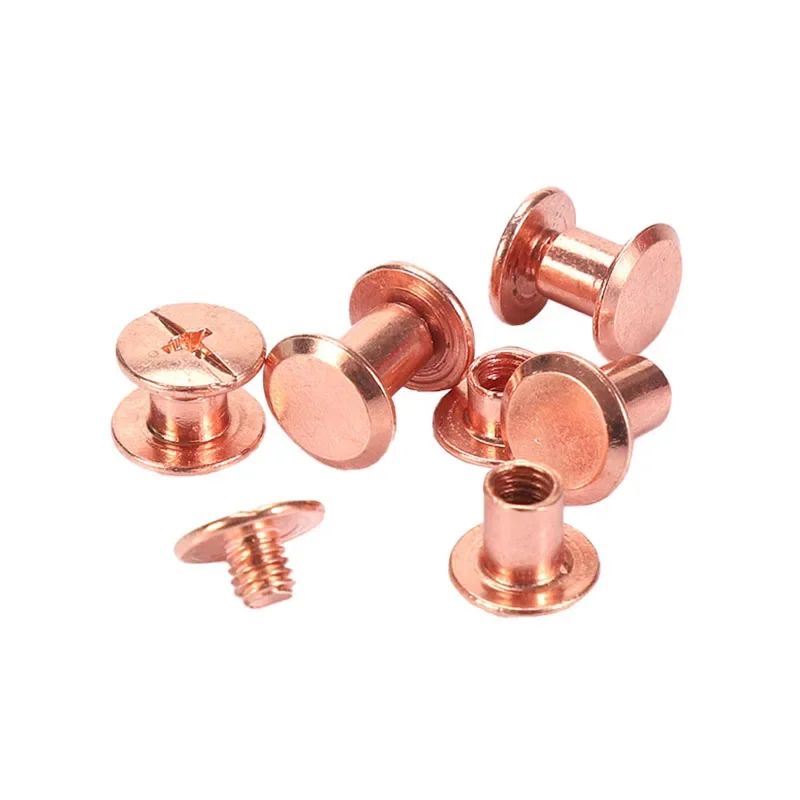 10 pz oro rosa rilegatura Chicago viti chiodi borchie lunghe rivetti accessori Hardware artigianali in pelle lunghezza asta 4 ~ 50mm