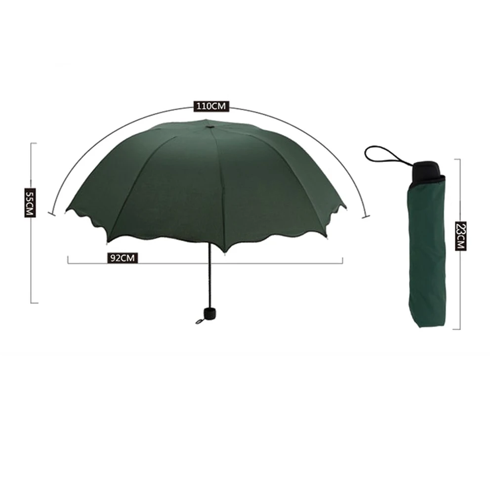 

Folding Parasol Umbrella Pink Color Metal Frame 90cm Diameter 60cm Height Portable Triple Fold Anti UV Sun Rain