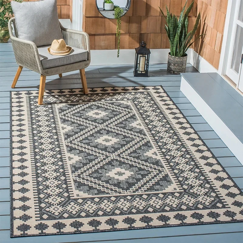 VIKAMA Southwestern Navajo Style Area Rug Red Tribal Geometric Non-Slip Washable Carpet for Living Room, Bedroom, Home Decor