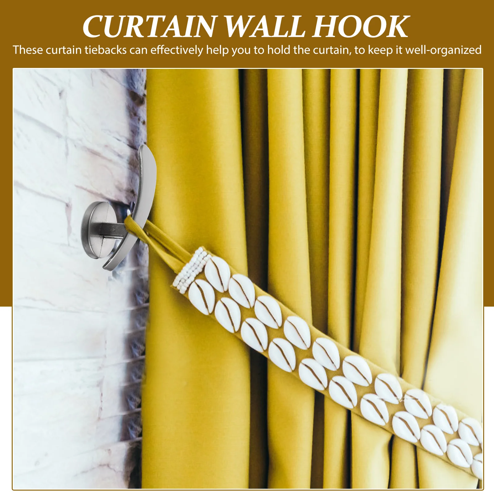 

4Pcs Wall Mounted Curtain Holdbacks Metal Zinc Alloy Drapery Tiebacks Decorative Hooks for Living Room Bedroom Hotel