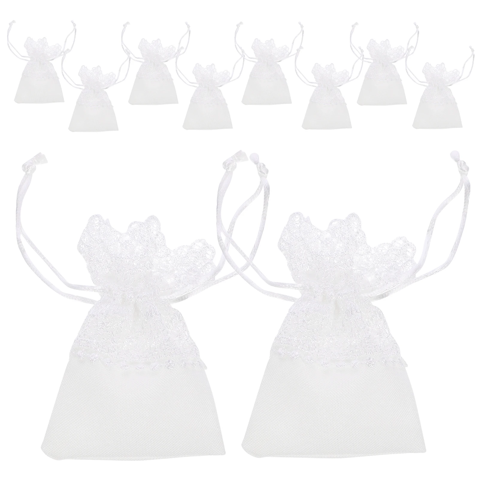 

10pcs Bags Gift Drawstring Drawstring Bags White Small Necklace Travel Candy Storage Beads Wedding Party Packaging