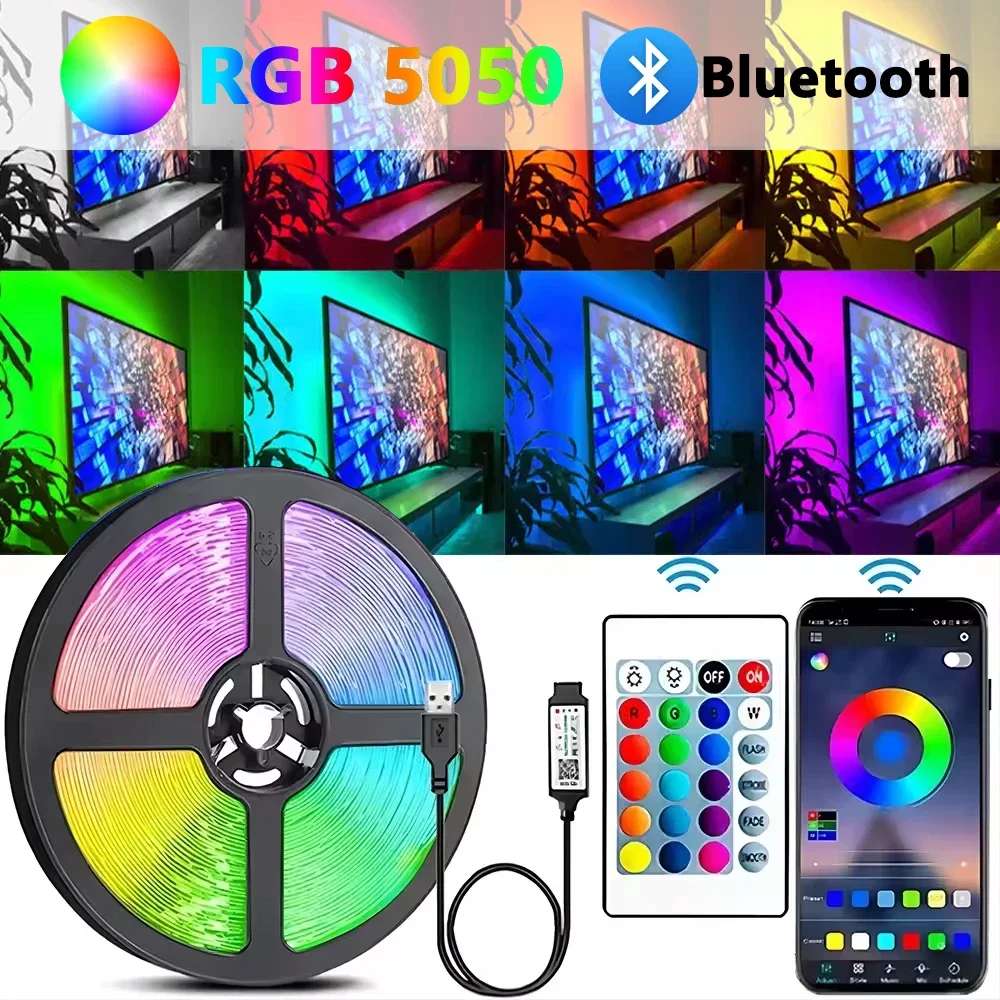 

Led Strip Lights Bluetooth Control RGB LED Lights for TV USB 5V Led Tape for TV Backlight Room Party Decoration Party Wedding Ws