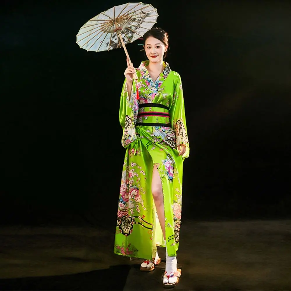 

Cosplay Costume Traditional Japanese Kimono Printed Floral Japanese Style Sakura Girl Kimono Dress Asian Elegance