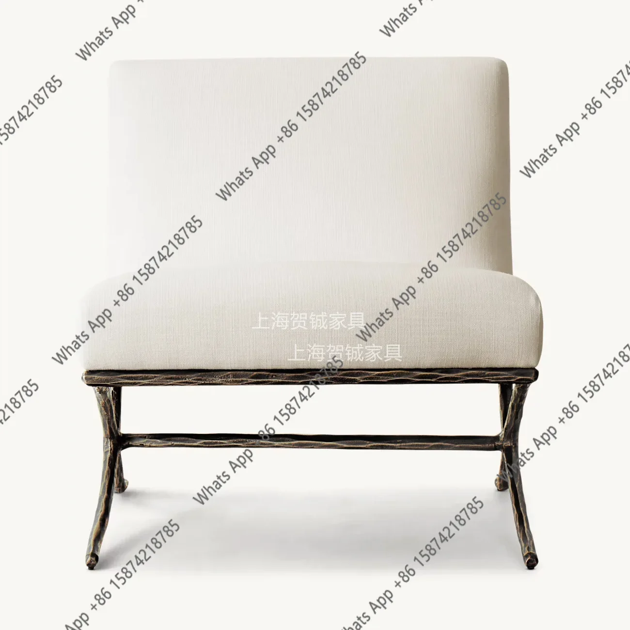 H American Living Room Metal Stainless Steel Forging Leisure Nordic Simple Armless Sofa Hotel Negotiation Chair X