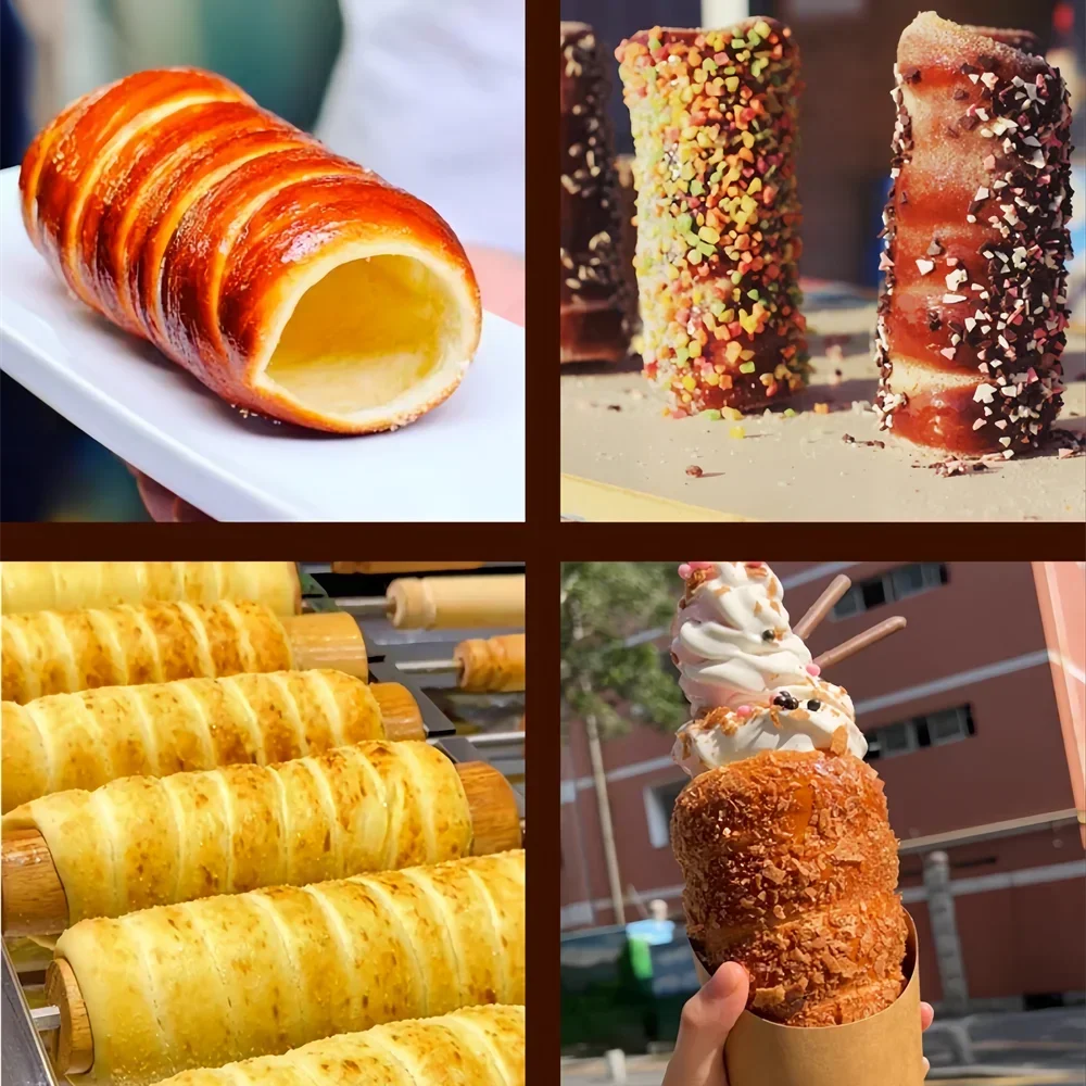 With 8 Roller Electric Hungarian Chimney Cake Maker Chimney Cake Rolls Grill Oven Machine Waffle Maker Bread Roll Baking Machine 4