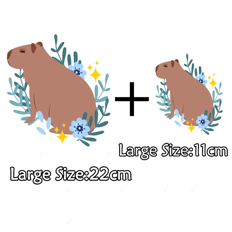 Cute Animal Capybara Iron On Patches For DIY Heat Transfer Clothes T-Shirt Cartoon Thermal Stickers Decoration Printing