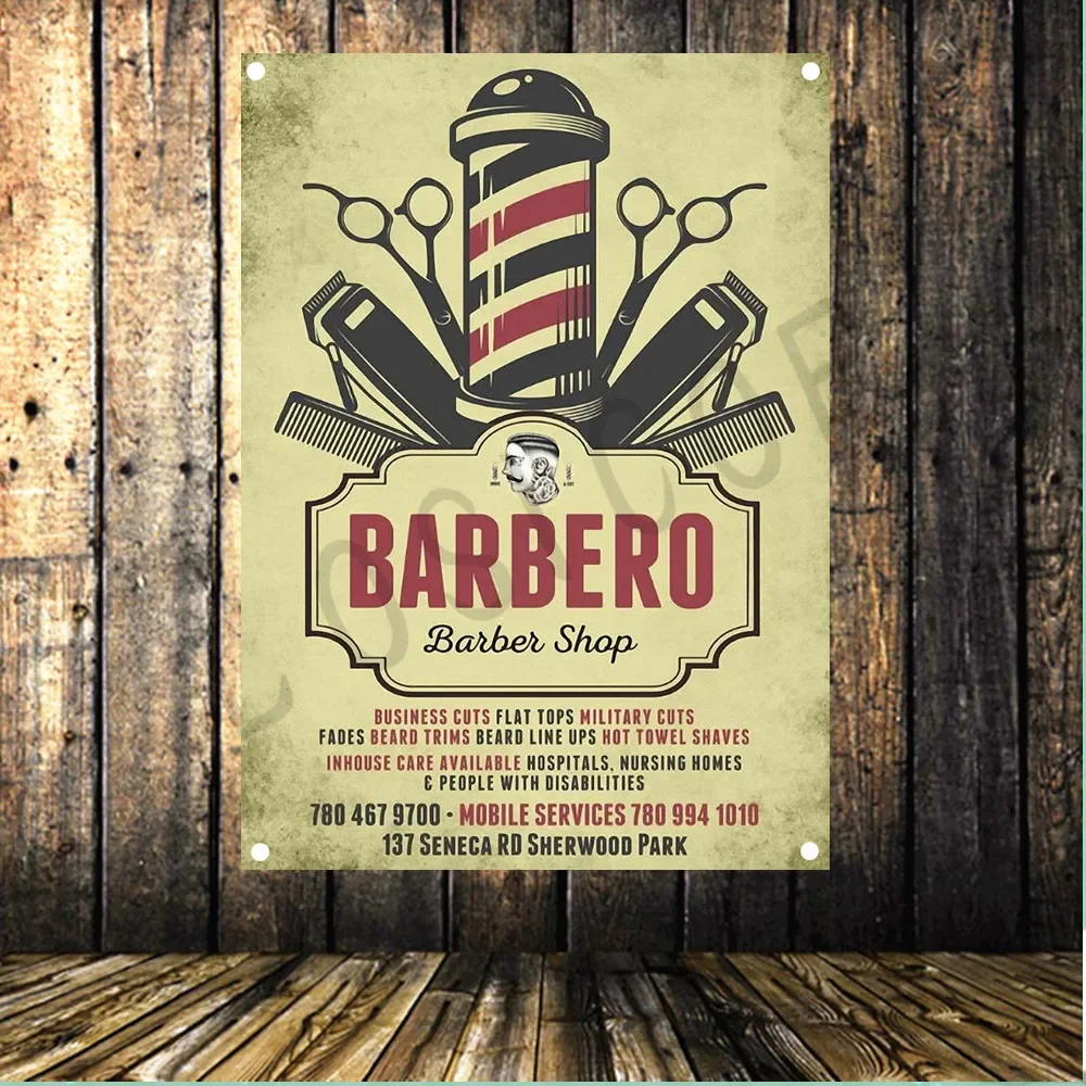 

Shaving Tattoo Barber Shop Poster Banners Hanging Pictures Art Waterproof Cloth Music Festival Banquet Party Decor