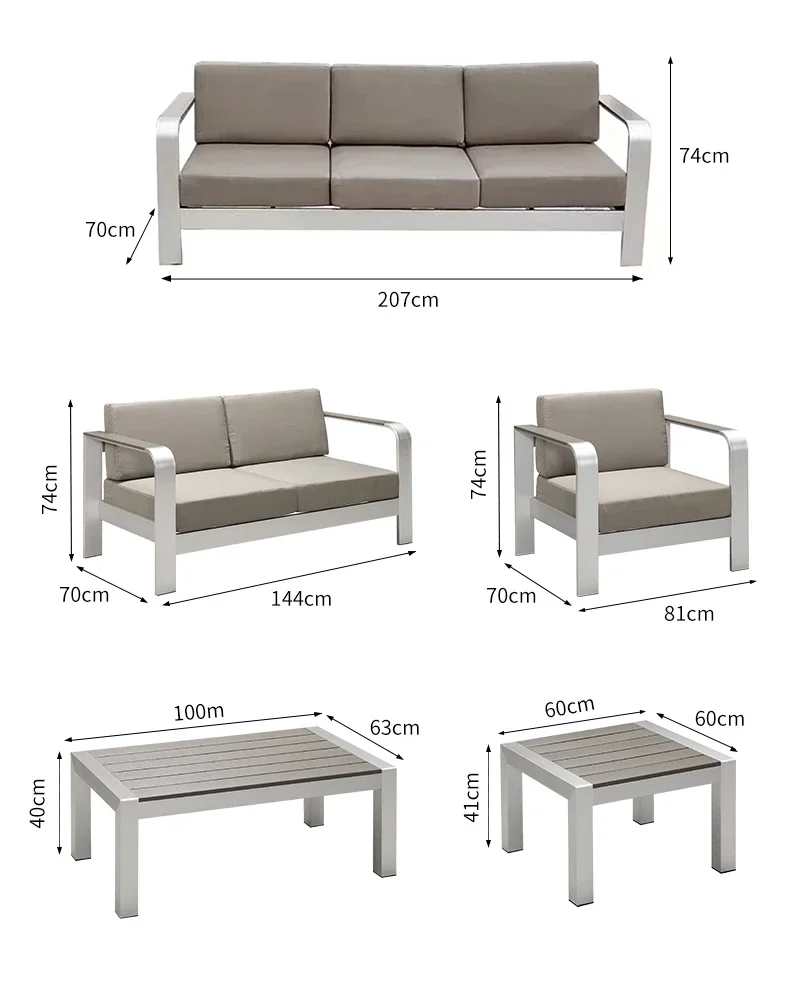 Aluminum alloy sofa courtyard combination living room waterproof and sunscreen furniture