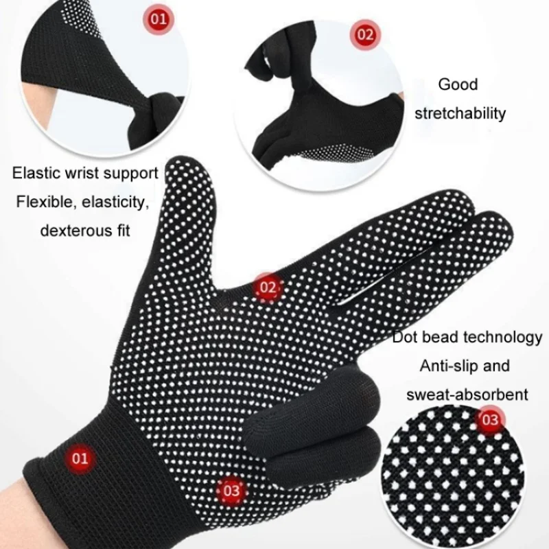 2PCS Safety Work Gloves Anti-Slip Dots Knitted Working Gloves Stretchy Nylon Gloves for Men Gardening Fishing Grilling BBQ