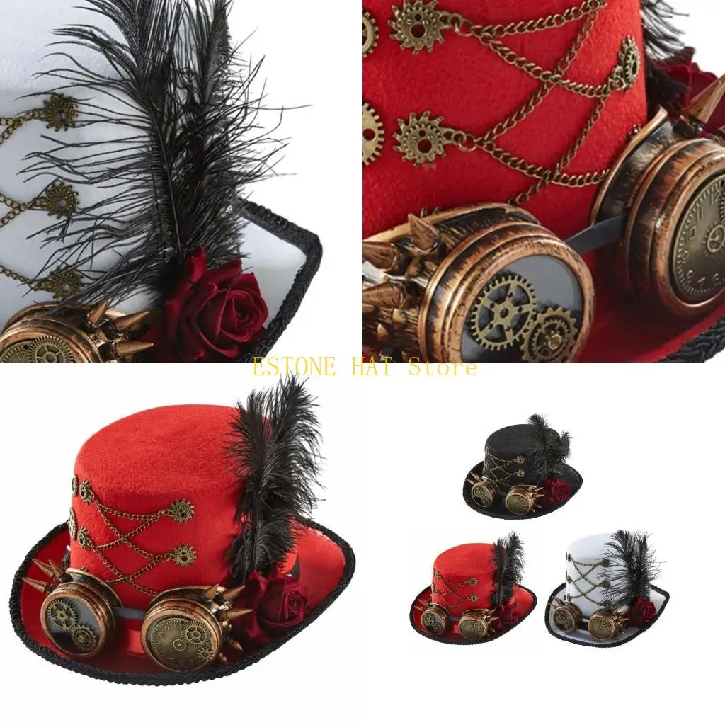 Chapeau Steampunk avec lunettes 49MF, chapeau melon pour hommes, Steampunk voyageur du temps