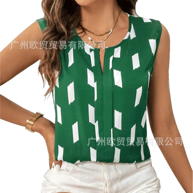 Casual Summer Hollow Out V Neck Sleeveless Blouses for Women Fashion Elegant Loose Tank Tops for Women Solid Pullover Tunic