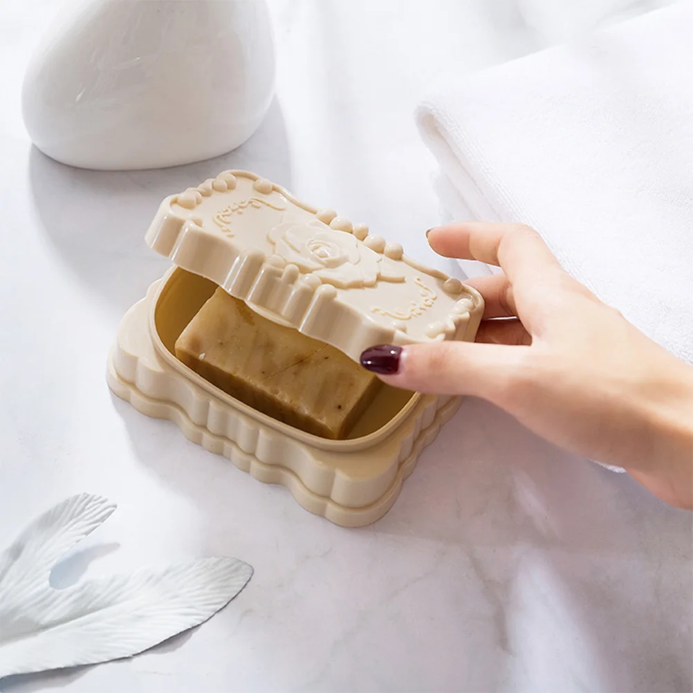 

Rose Box Waterproof Holder Plastic Container With Lid Keeps Soap Dry Non-Metal Portable Soap Case Bathroom Home Hotel Use
