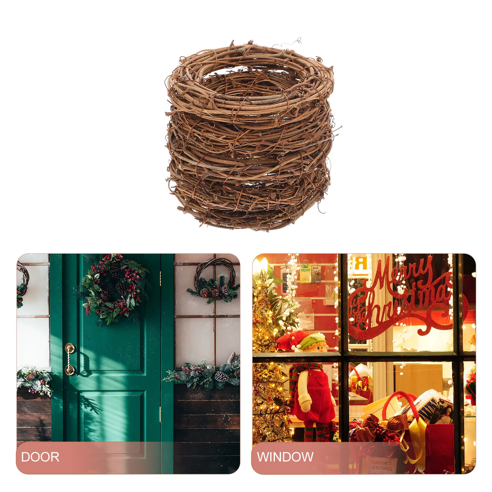 

5 Pcs 12cm Brown Rattan Wreaths Christmas Decor Garland DIY Dreamcatcher Hoops Craft Supplies Party Holiday Accessories