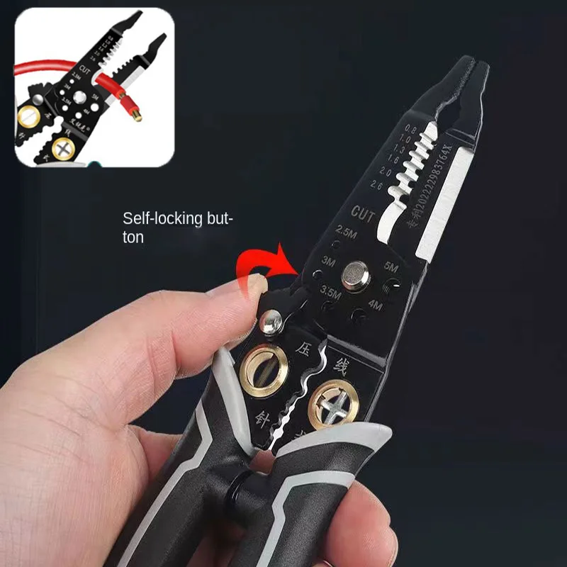 Multi-function Wire Stripper Alicate Ferro Cortador de Fio de Cobre Cabo de Friso Clamper Divisão e Enrolamento Ferramenta Eletricista