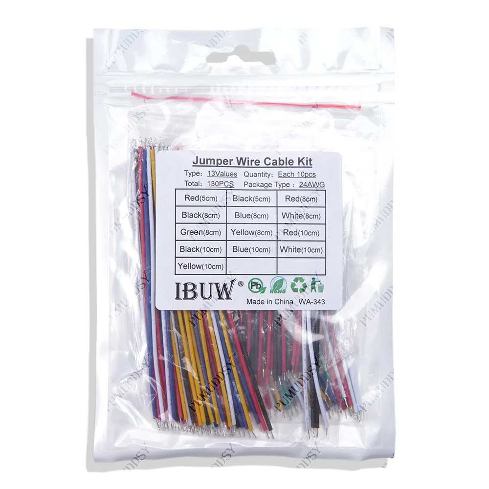 130Pcs 24AWG Breadboard Jumper Wire Cable Kit Tin-Plated PCB Solder Cable Flexible PVC Electronic Wire 5cm 8cm 10cm 6 Colors