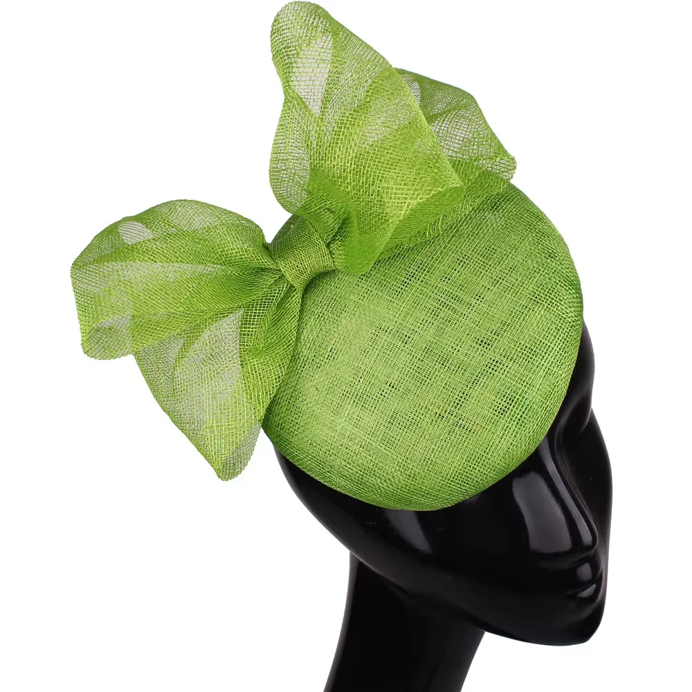 High Quality Sinamay Ladies Fascinator Hat Bow Headwear Cocktail Party Headpiece With Hairpin Bride Hair Accessories Headband